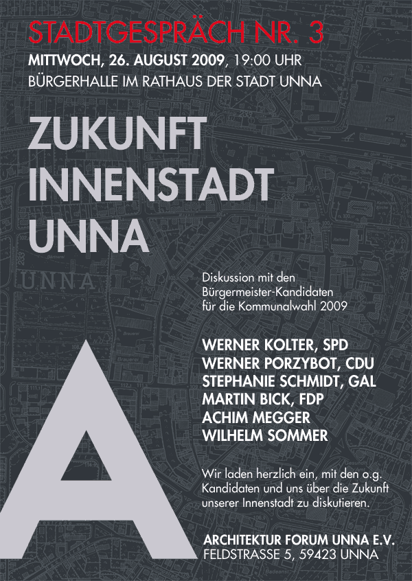 Plakat zum Stadtgespräch Nr. 3 - Zukunft Innenstadt Unna