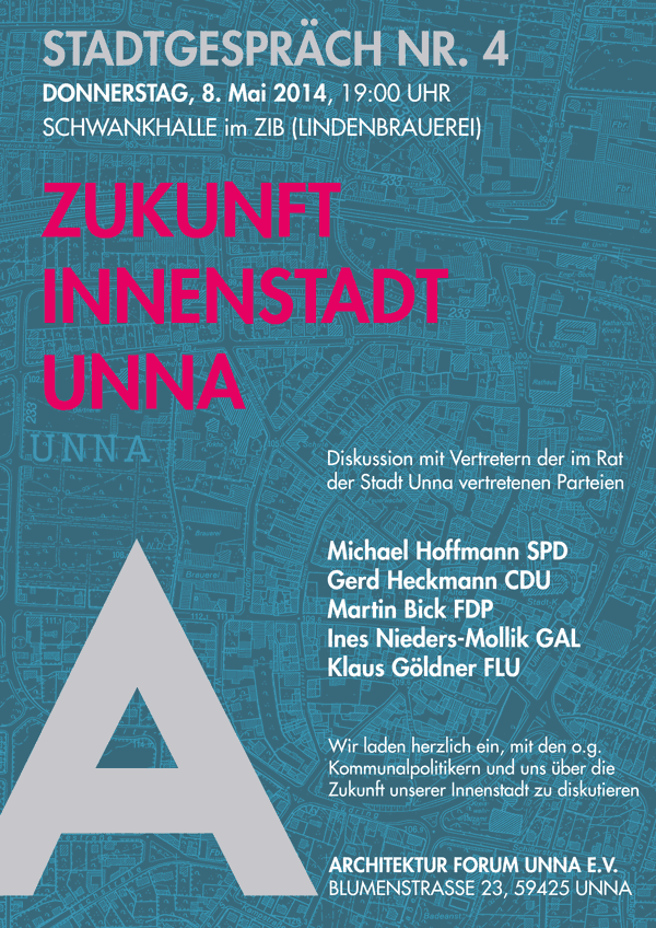 Plakat zum Stadtgespräch Nr. 3 - Zukunft Innenstadt Unna